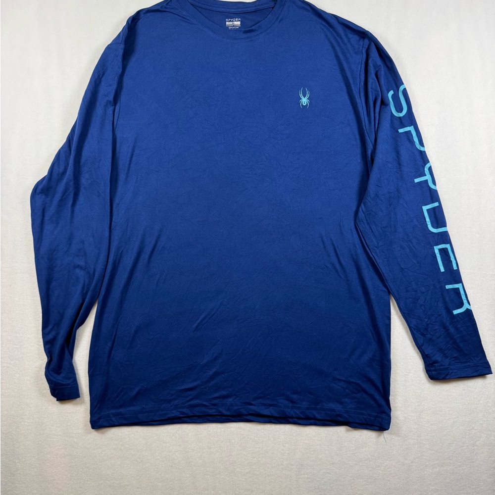Spyder Men’s Long Sleeve Tee - Deep Blue with Light Blue Accents